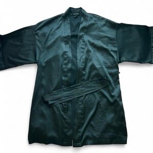 Victoria's Secret Black Satin Robe with Self-Tie Belt